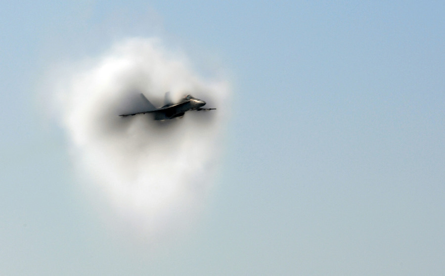 10. An F/A-18C Hornet Jet Fighter Assigned to 'Fist of the Fleet' of Strike Fighter Squadron Two Five (VFA-25), Carrier Air Wing One Four (CVW-14), USS Ronald Reagan (CVN 76), United States Navy, April 3, 2007, South China Sea. Photo Credit: Mass Communication Specialist 2nd Class Aaron Burden, Navy NewsStand - Eye on the Fleet Photo Gallery (http://www.news.navy.mil/view_photos.asp, 070403-N-7130B-138), United States Navy (USN, http://www.navy.mil), United States Department of Defense (DoD, http://www.DefenseLink.mil or http://www.dod.gov), Government of the United States of America (USA).