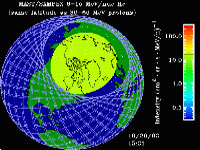 SAMPEX provides view of the intensity and the extent of the solar energetic particles in Earth's upper atmosphere