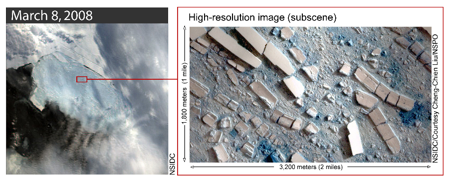 Ship-based photos near Larsen B, 8 March 2002